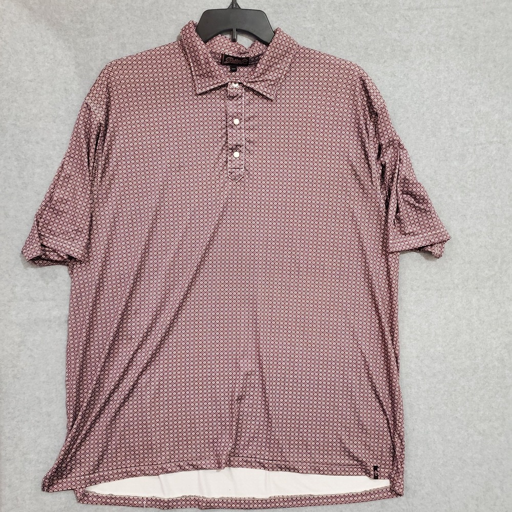 Rafter C Polo Shirt Mens XXL Red Pearl Snap Short Sleeve Geometric‎ XXL